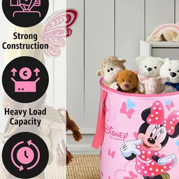 Kuber Industries Pink 3 Pieces Disney Minnie Printed Foldable Laundry Bags 45 L Each image 2