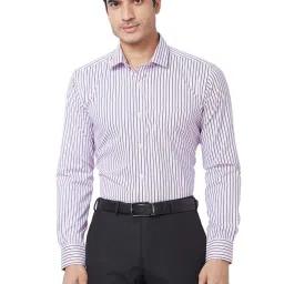 Park Avenue Red Slim Fit Striped Shirt image 1