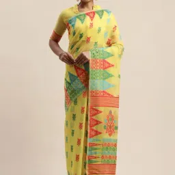 Ladusaa Yellow Silk Cotton Indian Saree with Bouse-picture-22