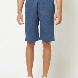 Crimsoune Club Blue Regular Fit Printed Cotton Shorts image 1
