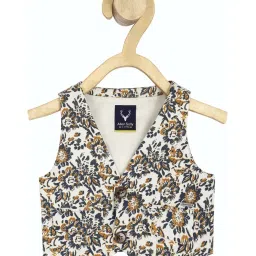 Allen Solly Junior White & Blue Cotton Floral Print Waistcoat image 1