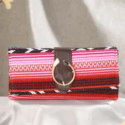 Aatmana Pink & Brown Textured Small Two Fold Wallet for Women image 1