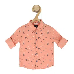 Allen Solly Junior Peach Cotton Printed Full Sleeves Shirt image 1