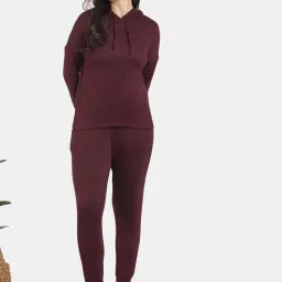 Zivame Purple Plain Hoodie Joggers Set image 1