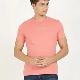 Wrangler Pink Regular Fit Printed Crew T-Shirt image 1