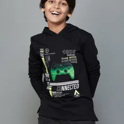 Fame Forever by Lifestyle Kids Black Cotton Printed Full Sleeves T-Shirt image 1