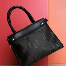 HauteSauce Black Textured Medium Handheld Handbag image 1