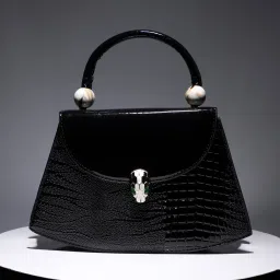 HauteSauce Black Textured Medium Leather Handheld Handbag image 1