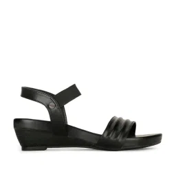 Bata Women's Black Ankle Strap Wedges image 1