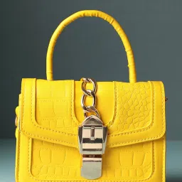 HauteSauce Yellow Textured Medium Satchel Handbag image 1