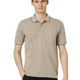 Peter England Beige Regular Fit Polo T-Shirt-image-8