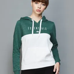 KAPPA White & Green Color-Block Sports Hoodie image 1