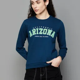 Ginger by Lifestyle Teal Blue Printed Sweatshirt image 1