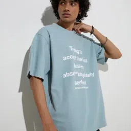 nuon men Nuon by Westside Blue Typographic Relaxed-Fit Cotton T-Shirt-picture-28