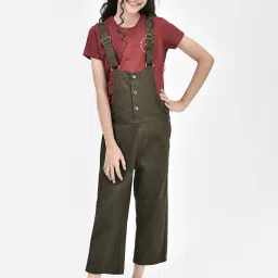 Crimsoune Club Kids Olive Solid Dungaree image 1