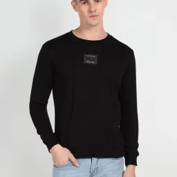 arrow new york Arrow Newyork Black Cotton Regular Fit Sweatshirt image 1