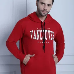 Vimal Jonney Red Regular Fit Printed Hooded Sweatshirt image 1