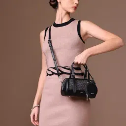 Kazo Black Romy Printed Extra Small Leather Satchel-picture-27