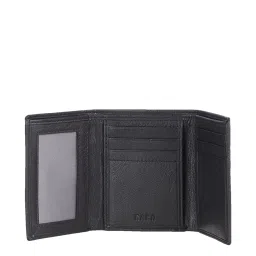 Kara Black Casual Leather Tri-Fold Wallet for Men image 4