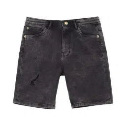 Peter England Kids Grey Cotton Distressed Shorts image 1