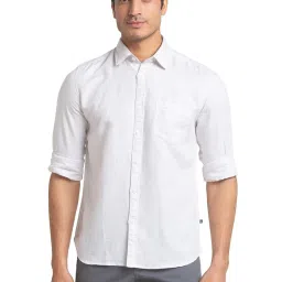 Parx Light Fawn Cotton Linen Slim Fit Shirt image 1