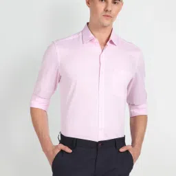 Arrow Pink Cotton Regular Fit Self Pattern Shirt image 1