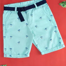 Pantaloons Junior Kids Aqua Blue Cotton Printed Shorts image 1
