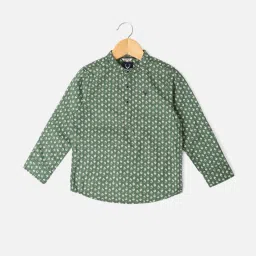 Allen Solly Junior Green Cotton Printed Full Sleeves Shirt image 1