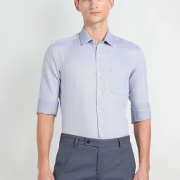 Arrow Blue Cotton Slim Fit Self Pattern Shirt image 1