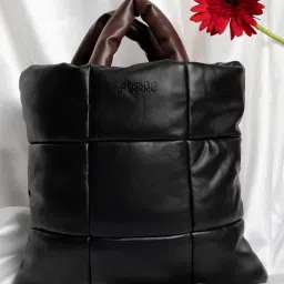 HauteSauce Black Quilted Medium Tote Bag image 1