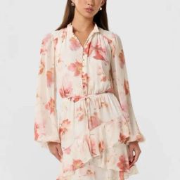 Forever New White Floral Dress with Belt-image-1