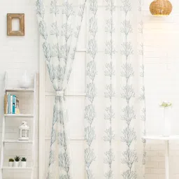 Ariana Embroidery Aqua Polyester 5 ft Window Curtain image 1
