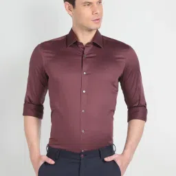 arrow new york Arrow Newyork Red Cotton Slim Fit Shirt image 1