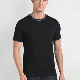 Arrow Sport Black Cotton Regular Fit T-Shirt image 1