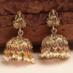 Karatcart Gold-Tone Plated Red & Green Earrings for Women-image-18