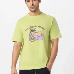 The Souled Store Green Cotton Loose Fit Printed T-Shirt-picture-18