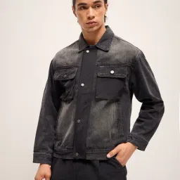 The Bear House Black Regular Fit Denim Jacket-picture-31