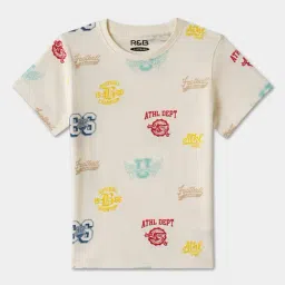 R&B Boys White Cotton Graphic Print T-Shirt-picture-29