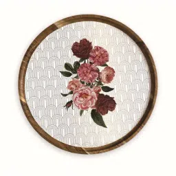 ICRAFT Multicolor Acacia Wood Net Floral Wall Plate - Set of 1 image 3