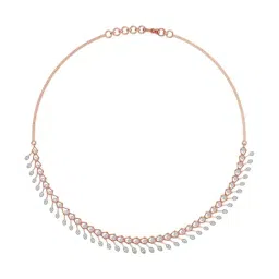 Joyalukkas 18k (750) Purity Rose Gold Stylish Leaf Drop Diamond Necklace-picture-16
