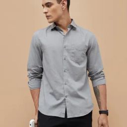 Code By Lifestyle Mid Blue Cotton Regular Fit Shirt-picture-3