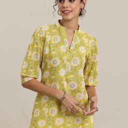 Libas Yellow Floral Printed Straight Kurti-picture-48