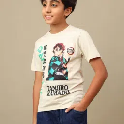 Kidsville Boys Beige Cotton Printed T-Shirt image 3