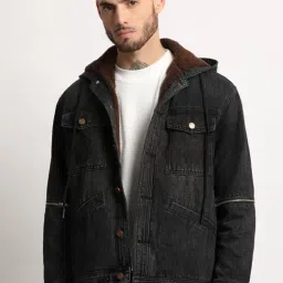 The Bear House Black Cotton Regular Fit Denim Jacket-picture-39