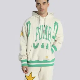 Puma Getting Crafty White Cotton Relaxed Fit Logo Printed Unisex Hooded Sweatshirt-picture-14