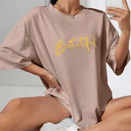SZN Typography Printed Round Neck Drop-Shoulder Sleeves Oversized T-shirt image 2