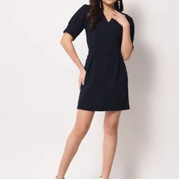 CORSICA Women V-Neck Puff Sleeves A-Line Mini Dress image 4