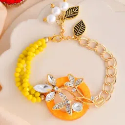 Aapno Rajasthan Yellow Sunshine Beadwork Casual Rakhi with Roli Chawal & Greetings Card-picture-21