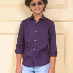 Crimsoune Club Boys Purple Cotton Slim Fit Shirt-image-24