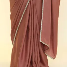 Jaipur Kurti Pink Solid Saree with Unstitched Blouse image 5